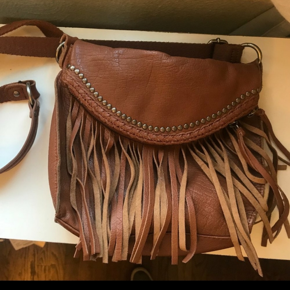 The Sak Leather Fringe Crossbody/Hobo Bag